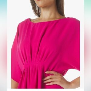 TRINA TURK NWT LINDIE MIDI A-LINE DRESS W/GATHERED WAIST, PINK PEPPERCORN, LARGE